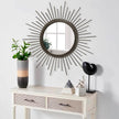 Large Sunburst Wall Mirror, Round Home Modern Metal Art Mirror for Bathroom Living Room Hallway Bedroom Balcony Farmhouse 24
