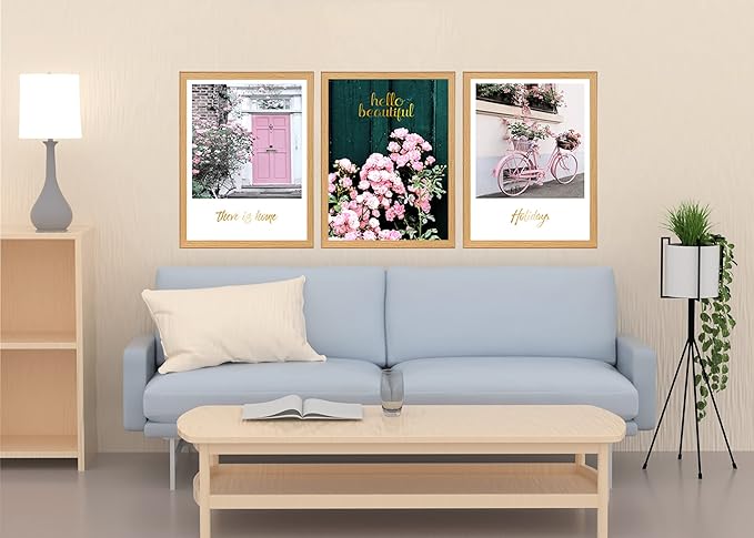16x20 Frames Set of 3, 16x20 Picture Frames for Wall, Wooden Poster Frames with Plexiglass for Prints, Poster, and Art (Natural Wood)