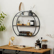 Industrial Style Semi-Circle Shaped Wall Shelves, 3 Tier Decorative Floating Ledge Shelves, Wall Mounted Metal Bracket Wooden Display Hanging Shelf