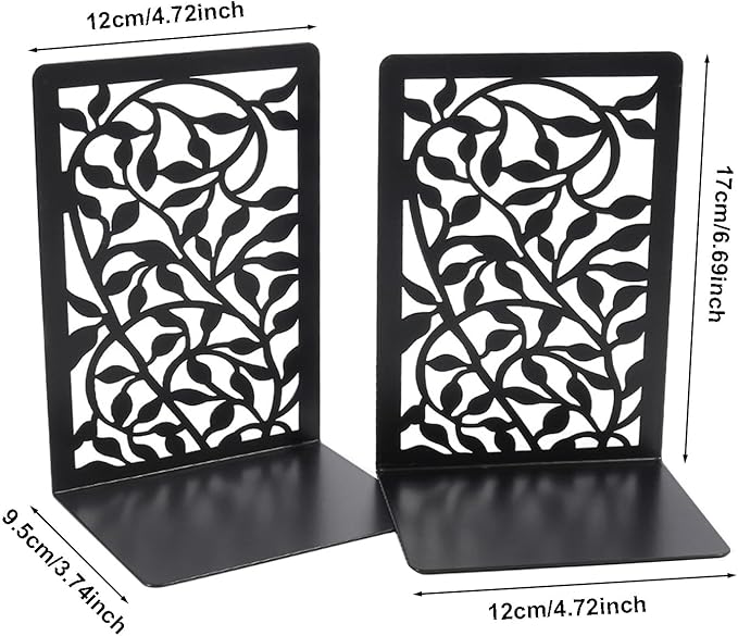 Tree Design Modern Bookends for Shelves, Metal Bookend Decorative Bookends Tree Bookends Supports, Unique Black Book Stoppers Black Non-Skid Book Stopper for Home Office School