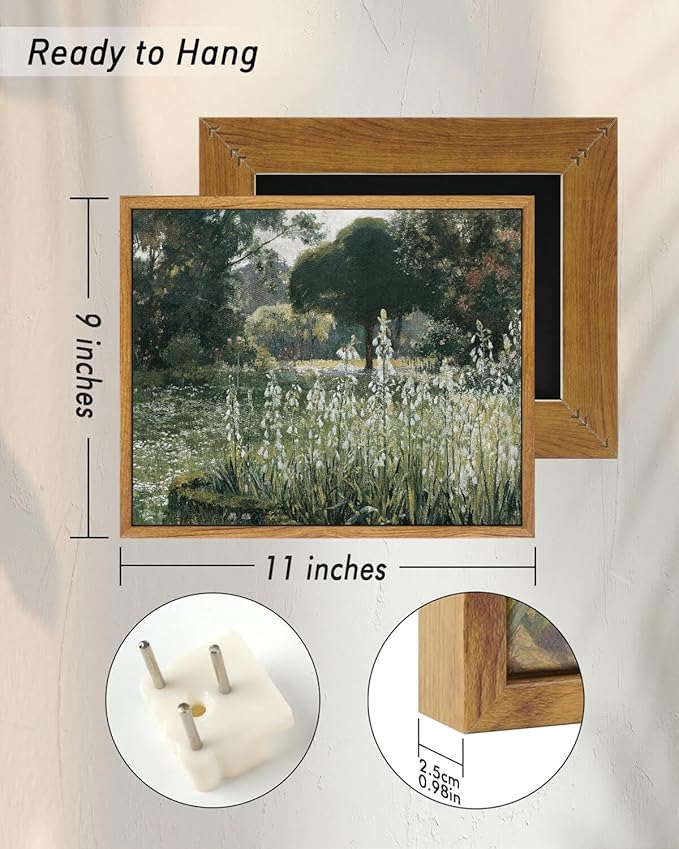 InSimSea Framed Canvas Wall Art Vintage Decor, Landscape Wall Art, Wall Art for Living Room, Summer Hyacinths Vintage Prints Wall Decorations for Living Room Bedroom Office, 9