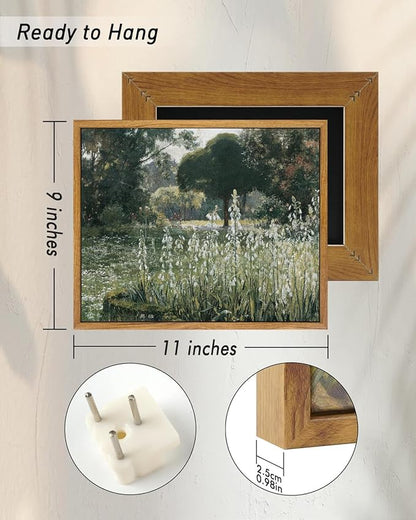 InSimSea Framed Canvas Wall Art Vintage Decor, Landscape Wall Art, Wall Art for Living Room, Summer Hyacinths Vintage Prints Wall Decorations for Living Room Bedroom Office, 9"x11"