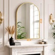 Bathroom Mirror for Wall, 38x26 Inch Arched Mirror, Matte Gold Metal Framed Bathroom Vanity Mirror for Restroom Farmhouse, Anti-Rust, Tempered Glass, Hanging or Leaning