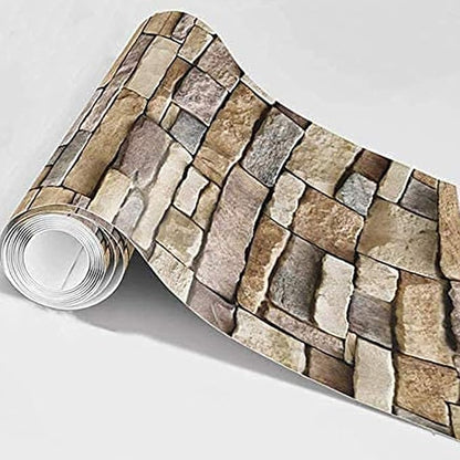 Abyssaly Stone Wallpaper Brick Wallpaper Peel and Stick Stone Backsplash Self-Adhesive Removable Vinyl Wraps Grey Faux Brick Shelf Paper 17.71" X 393.7" Home Decorations Contact Paper