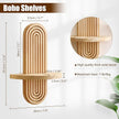 2 Pack Boho Shelf Wall Decor - Handmade Solid Wood Floating Shelves Rainbow Arch Trinket Storage Rack Wall Decor for Bedroom Living Room Nursery Bathroom