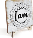 Inspirational Sign Rustic Desk Decor Decorative Christian Encouragement Religious Bible Verse Faith Decoration for Home Farmhouse Office Bathroom Table Shelf Counter Tiered Tray Plaque with Wood Stand