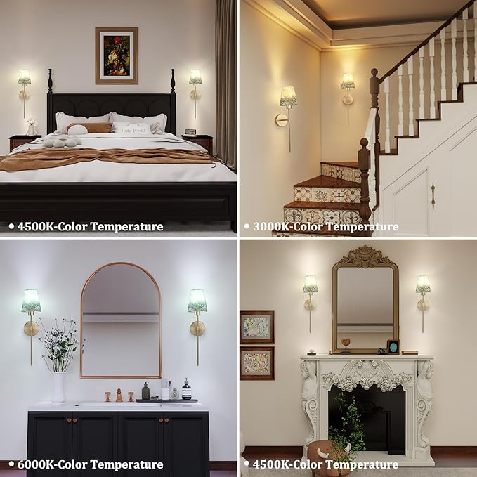 Battery Operated Wall Sconces Set of 2, Flower Pattern Shade 5000 mAh Rechargeable Bulb with 12 RGB Colors Dimmable Wall Sconce for Living Room Bedroom
