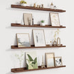 Fun Memories Picture Ledge Shelf for Wall, Floating Shelves Set of 4, 36 Inch Long Nursery Book Shelves for Toys Storage, Kids Bookshelf Wall Mounted for Books Photo Frames, Walnut