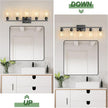 Ascher 5-Light Bathroom Light Fixtures, 33 Inch Vanity Lights with Clear Glass Shade, Modern Black Finish Wall Light for Mirror Bedroom Hallway Cabinet Porch