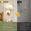 Wireless Wall Sconce Sets of 2, Pleated Shades Rechargeable Battery Operated Wall Sconce, Retro Industrial Gold Wall Lights Bathroom Vanity Sconces, Wall Mounted Lamps for Bedroom Living Room Kitchen