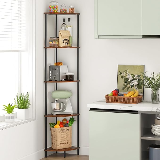 Yoobure Corner Shelf Stand, 5-Tier Bookshelf, 65