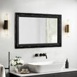 Rustic Black Mirror with Beaded Detailing 29 X 20 Inch, Wall Hanging Distressed Wood Frame Rectangular Gothic Wall-Mounted Mirrors for Living Room Bathroom Entryway, Horizontal or Vertical