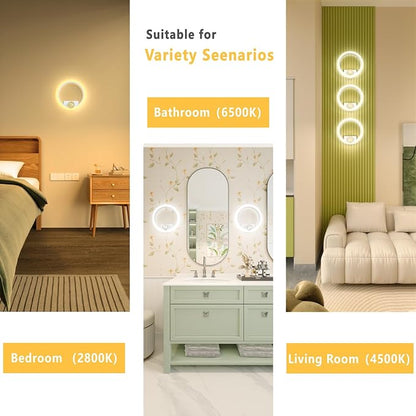 OUQI Wall Sconce with 4 Color Temp and Brightness, Hardwired Wall Mounted Light, Indoor Modern LED Wall Light Fixture for Bedroom Living Room Hallway Bathroom