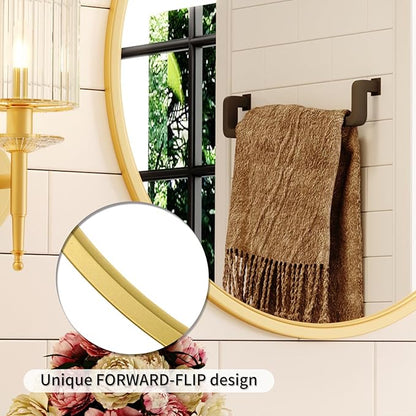 Growsun Round Gold Mirror for Bathroom, 28 inch Golden Circle Bathroom Mirror for Wall, Entryway Living Room with Metal Frame for Home Decor