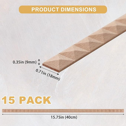 15-Pack 15.75" Unfinished Wood Pyramid Trim - Easy to Paint, Cute Decorative Molding DIY Craft for Furniture Frame, Mirror Edge, Wall, Door, Closet, Dresser, Shelf