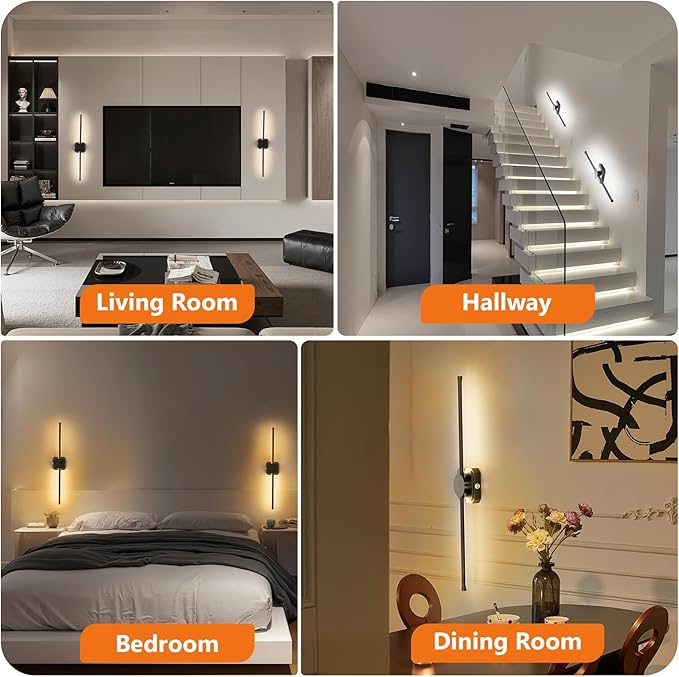HEERTTOGO Battery Operated Wall Sconces Set of 2,10000Mah Living Room Wall Lights with Remote Control,360° Rotatable Dimmable 3-Color Temperature Led Rechargeable Wall Lamp for Bedroom,Hallway