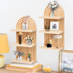 Qivine Boho Wall Shelf 2 Pcs 3 Tier Shelves for Room Wall Wood Floating Shelf with Arched Wood Design Walls Mounted for Living Room, Bedroom, Bathroom Decor (Primary, 3-Tier)