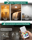 4-Pack Puck Lights with Remote, 1800mAh Rechargeable Under Cabinet Lighting, 3 Color Temps & 7 RGB Colors, Long-Lasting Dimmable Stick-On Lights for Cabinet, Kitchen, Shelf, Party