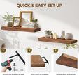 24x8x1.6 inch Floating Shelves Set of 2 – Solid Wood Rustic Brown Wall Mounted Shelf for Kitchen, Bathroom, Living Room