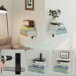Floating Book Shelves for Wall, 4 Tier Invisible Floating Bookshelf, Vertical Spine Book Tower, Wall Mounted & Space Saving, Heavy Duty Metal Book Organizer for Home Office, 2 Pack Black