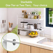 Expandable Cabinet Shelf Organizer Rack, Stackable Kitchen Counter Storage Shelves Stand, Adjustable Height Pantry Shelf Spice Rack