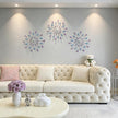 ZEXUIRU 3 Pack Silver Sunburst Wall Decor – Metal Crystal Wall Art with Sparkling Rhinestones, 14’’/18 Inch Starburst Wall Hanging Set for Living Room Bedroom Bathroom – Modern Bling Home Decorations