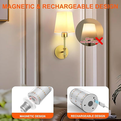Battery Operated Wall Sconces Set of Two, Rechargeable Wall Light with Remote Control, Dimmable 1800K-6000K LED Wall Lamp, 9 Color Modes, Wireless Sconce Wall Decor Set of 2 for Living Room, Bedroom
