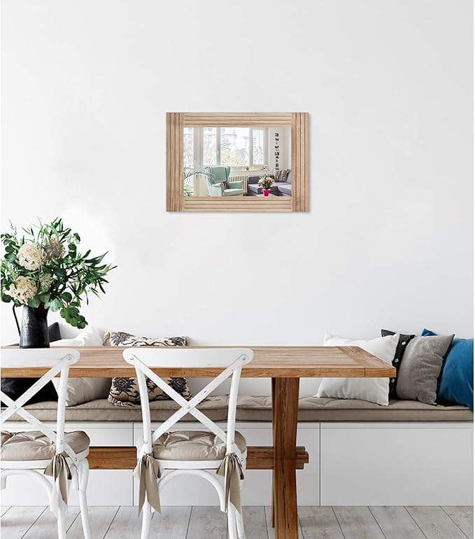 Mirrors for Wall Rustic Wooden Frame Rectangle Mirror Vintage Hanging Mirror for Bedroom Bathroom Living Room Farmhouse Wall Decor Small 16