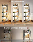5-Tier Small Ladder Shelf with LED Lights, Touch & Remote Control, 3 Color Temperatures, Dimmable Tall Corner Standing Bookcase, Metal Wood Display Shelf for Living Room, Bedroom(Black)