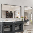 LOAAO 48X28 Inch Black Metal Framed Bathroom Mirror for Wall, Matte Black Bathroom Vanity Mirror Farmhouse, Anti-Rust, Tempered Glass, Hangs Horizontally or Vertically