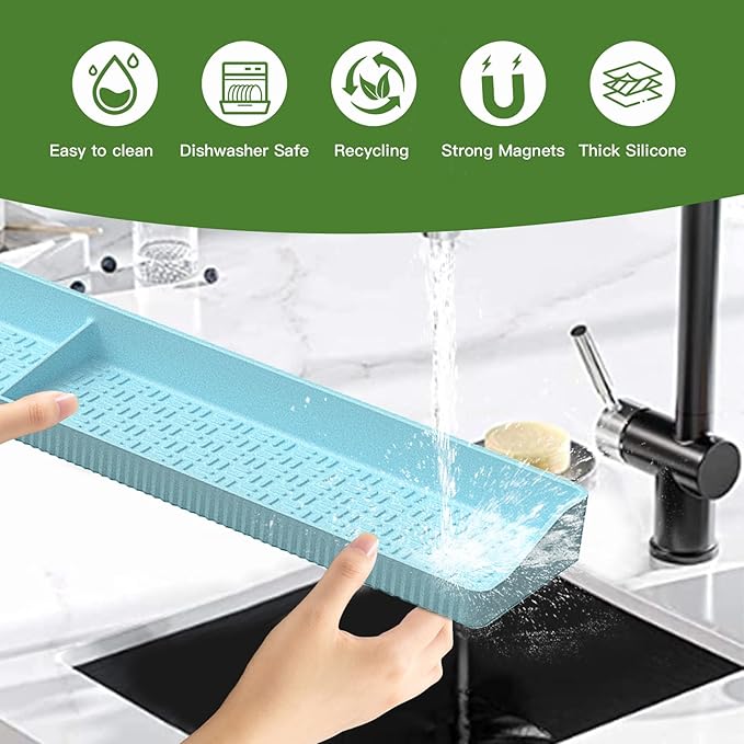 30 Inch Silicone Stove Top Shelf Magnetic for Kitchen, Strong Magnetic Heat Resistant Spice Rack Organizer for Over Stove Oven - (Blue)