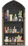 Gothic Crystal Shelf Display for Wall, Wooden Rock Gem Healing Stone Display Shelf Wall Mounted, Crystal Holder Trinket Organizer Knick Knack Shelf, Gothic Witchy Decor Gifts for Women - 2025 UPGRADED