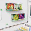 NiHome Set of 2 Magnetic Acrylic Floating Book Shelves, 24 Inches Long for Whiteboard, Classroom and Fridge Storage, Holds Up to 8.5 lbs, Sleek Design Organizer for Large Picture Adhesive (Iridescent)