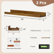 Picture Ledge Wall Shelves 24 inch Width Set of 2, Solid Pine Wood Rustic Floating Ledge Shelves for Wall for Kids' Room Bedroom Kitchen Bathroom Living Room Nursery Display Wall Decor, Walnut