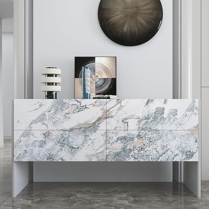 Cream Blue Gold Marble Peel and Stick Contact Paper Kitchen Marble Wall Paper Vinyl Wrap for Countertops Waterproof Granite for Cabinets Wallpaper Peel & Stick Countertop Covering Table Desk