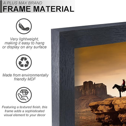 A PLUS MAX 14x20 Picture Frame, Black Engineered Wood Frame for 14 x 20 Inch Picture Poster Photo, Light Weight 14 by 20 Frame with Wood-grain for Wall - 1 Pack/Black/14 x20