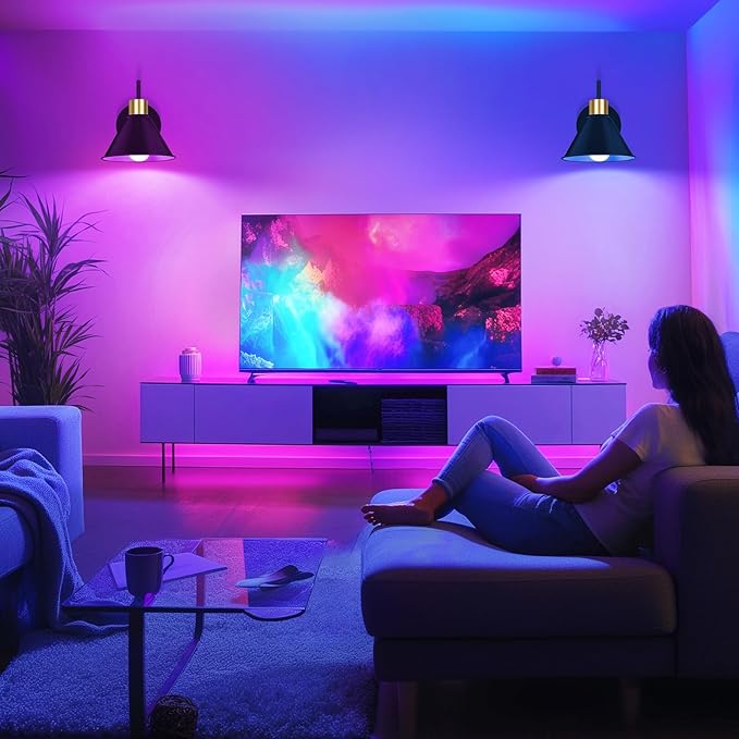 Frideko Rechargeable Wall Sconces Set of Two with Remote, RGB 15 Colors Dimmable Battery Operated Wall Lights, Indoor Black Wall lamp with 4 Timer, Wireless Sconce Lighting for Living Room Bedroom
