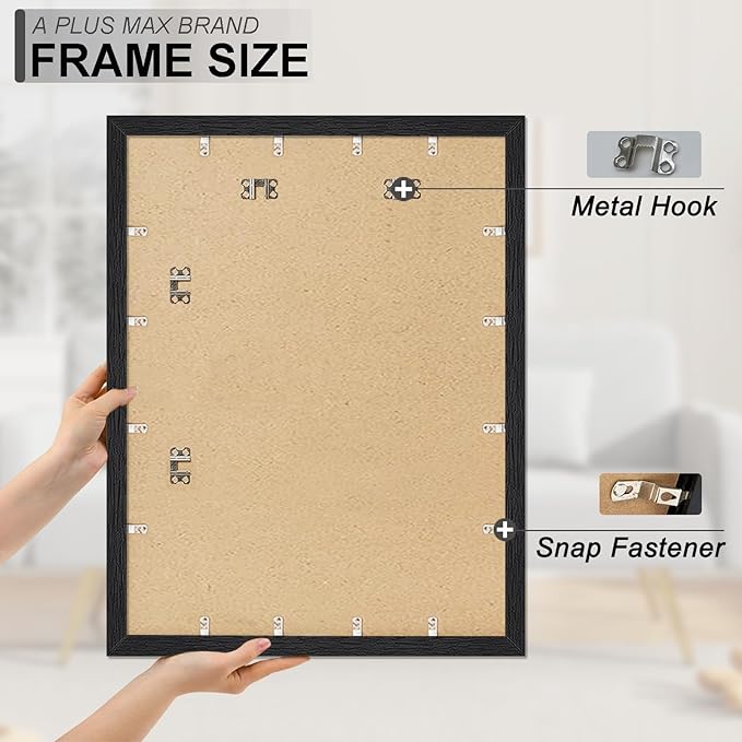 A PLUS MAX 24x30 Picture Frame Set of 2, Black Engineered Wood Frame for 24 x 30 Inch Picture Poster Photo, Light Weight 24 by 30 Frame with Wood-grain for Wall - 2 Pack/Black/24 x30