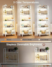 5-Tier Wide Ladder Shelf with LED Lights, Touch & Remote Control, 3 Color Temperatures, Dimmable Tall Corner Standing Bookcase, Metal Wood Display Shelf for Living Room, Bedroom(White)