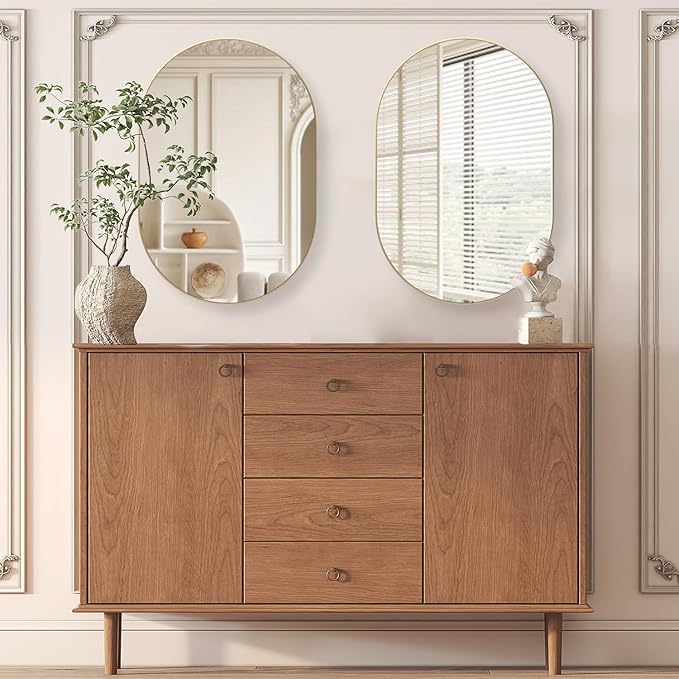 Oval Bathroom Mirror Capsule Wall Vanity Mirror, 2 Pieces 20