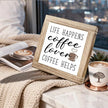 Coffees Wood Sign Life Happens Coffee Helps Wooden Decor Sign for Cafe Bar Inspirational Coffees Decor To Kitchen Home Office Ideal Gift For Coffee Lover Handmade Wood Plaque 5.9x5.9 Inch