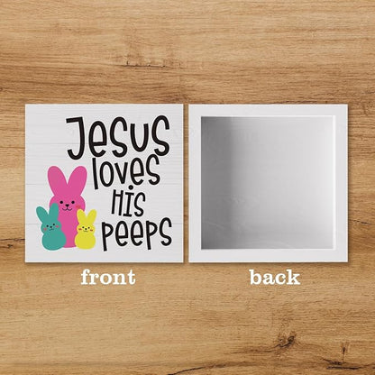 Easter Decor Indoor Easter Party Jesus Decorations Farmhouse Easter Peeps Bunny Rabbit Egg Sign for Home Bathroom Room Badroom Table Mantle Office Dessk Decor