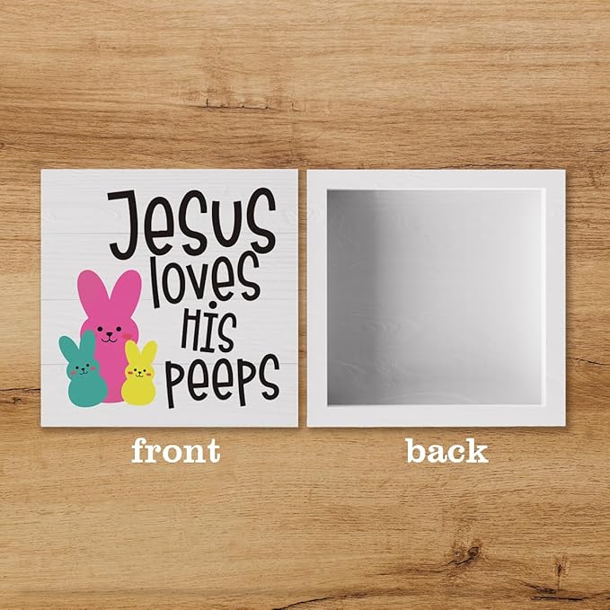 Easter Decor Indoor Easter Party Jesus Decorations Farmhouse Easter Peeps Bunny Rabbit Egg Sign for Home Bathroom Room Badroom Table Mantle Office Dessk Decor