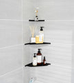 10 Inch Black Floating Corner Shelf Wall Mounted, Large Triangle Shelf for TV Box, Router, Speakers, Wine & Trophies