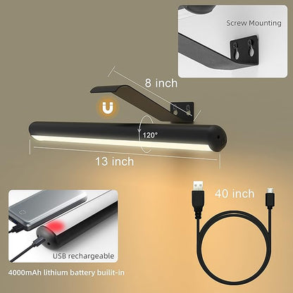Picture Light 2pack 13inch with Remote Control,Rechargeable Battery Painting Light for Art Display,Led Accent Art Light for Wall Gallery Pictures Painting Dartboard Full Metal Dimmable