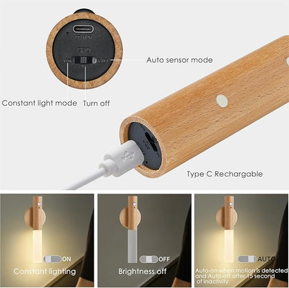 Montford Battery Operated Wall Sconces, Motion Sensor Night Light Magnetic Wall Light Rechargeable Wall Sconce, Peel and Stick Sconce Lights for Bedside Stair Hallway