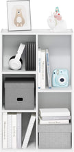 Furinno LUDER Book Shelf, 5-Cube Bookshelf, Reversible Bookcase, 9.4 x 19.5 x 31.5, for Living Room, Bedroom, Home Office, White
