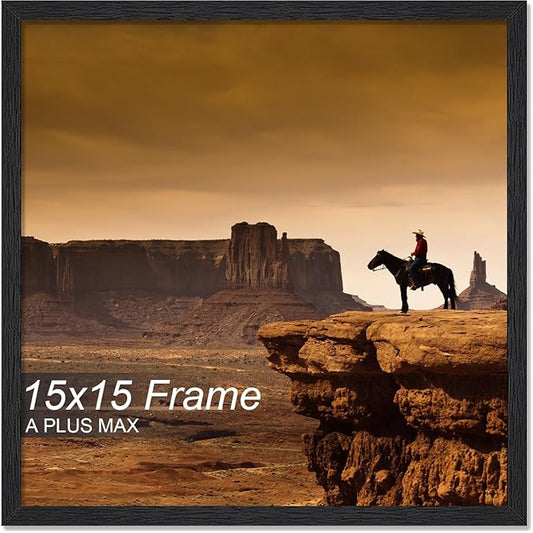 A PLUS MAX Square 15x15 Frame, Black Engineered Wood Picture Frame for 15 x 15 Picture Poster Photo, Light Weight 15 by 15 Frame with Wood-grain for Wall - 1 Pack/Black/15 x15