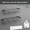 Moforoco Shower Caddy Shelf Organizer Rack, Self Adhesive Black Bathroom Shelves Basket, Home Farmhouse Wall Inside Organization and Storage Decor Rv Accessories, First Camper Apartment Essentials