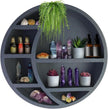 Wooden Crescent Moon Shelf Wall Decor - Decorative Boho Home Hanging Display Shelf for Bedroom, Dorm, Nursery - Easy Mount Storage for Crystals and Essential Oils - 14 x 14 x 3.5 (Navy)